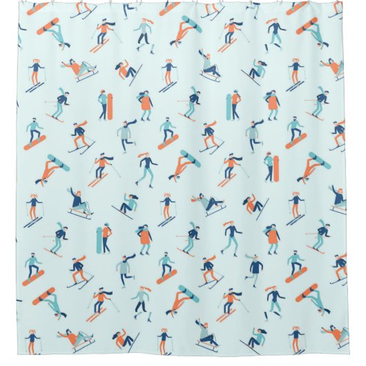 Wintersportpatroon Douchegordijn (Voorkant)