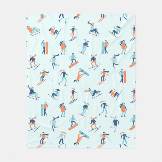 Wintersportpatroon Fleece Deken (Voorkant)