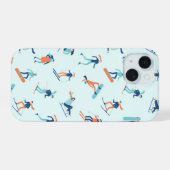 Wintersportpatroon iPhone 15 Case (Achterkant horizontaal)