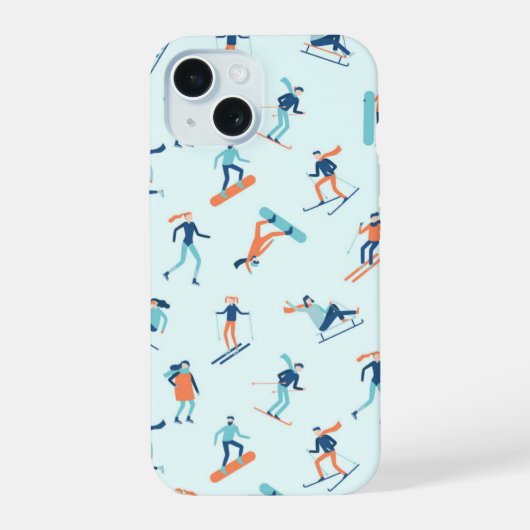 Wintersportpatroon iPhone 15 Case (Achterkant)