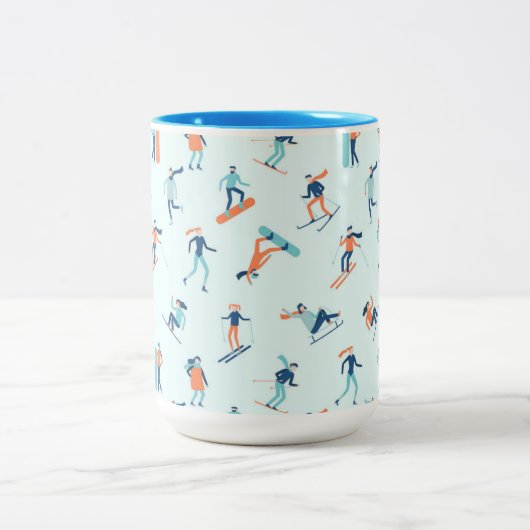 Wintersportpatroon Tweekleurige Koffiemok (Center)