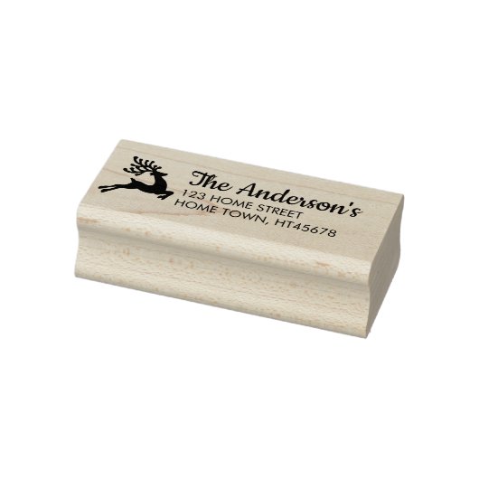 Winterspringende rendier naam retouradres rubberstempel (Stempel)