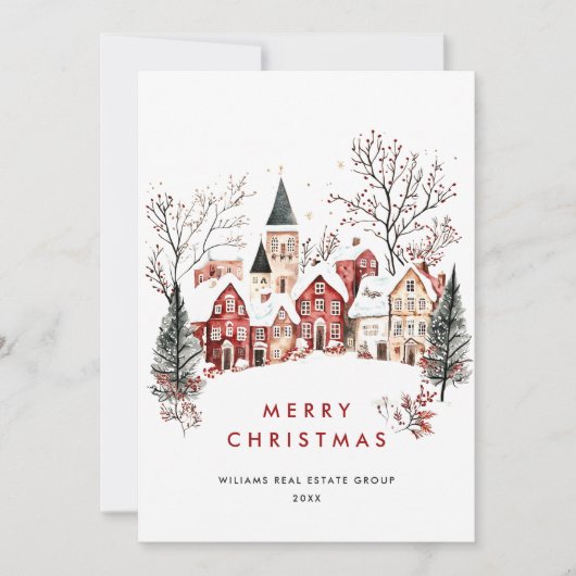  Winterstad Kerstboom Bedrijf Feestdagenkaart (Voorkant)