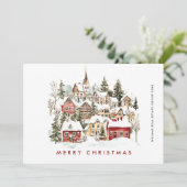 Winterstad Kerstboom Bedrijf Feestdagenkaart (Staand voorkant)