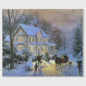  winterstad kerstboom cadeaupapier (Vlak)