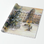  winterstad kerstboom cadeaupapier (Uitgerold)