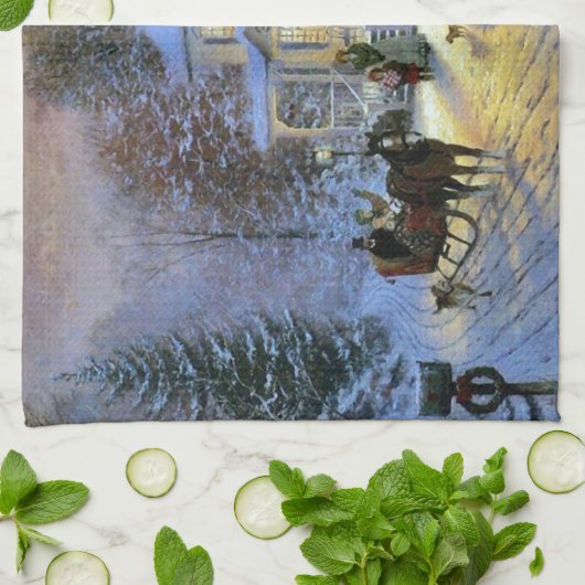 winterstad kerstboom theedoek (Gevouwen)