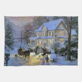 winterstad kerstboom theedoek (Horizontaal)