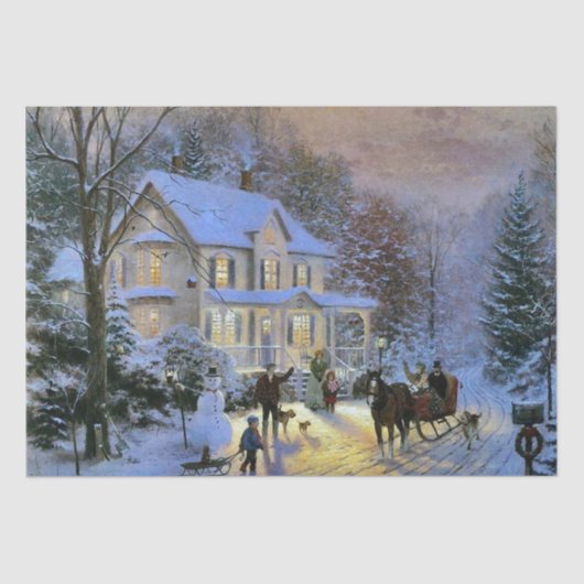  winterstad kerstboom tissuepapier (Voorkant)