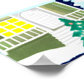 Winterstad met Victoriaans huizen. Kerstthema Poster (Hoek)