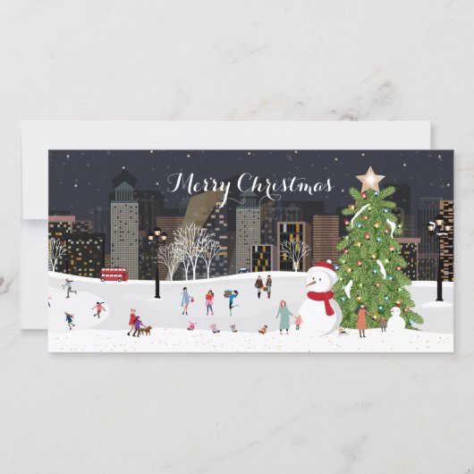 Winterstad Wonderland Kerstscene met foto (Voorkant)