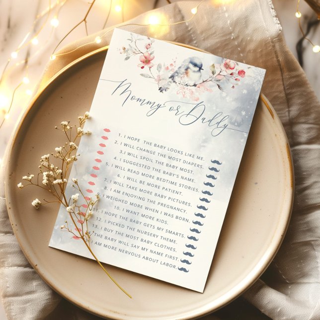 Winterstoffig blauw mama of papa baby shower spel (Creator heeft geüpload)