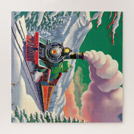  winterstoomtrein legpuzzel (Horizontaal)