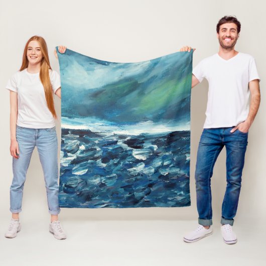 WinterStorm Abstracte kunst Fleece Deken (In situ)