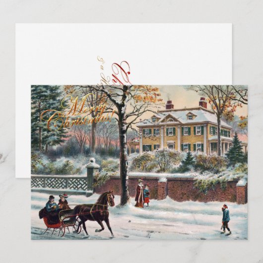  Winterstraat Vrolijk Kerstfeest Feestdagenkaart (Voorkant / Achterkant)