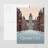 Winterstraatbeeld van Quebec City Briefkaart (Voorkant / Achterkant)