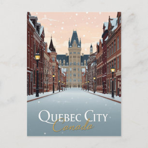 Winterstraatbeeld van Quebec City Briefkaart