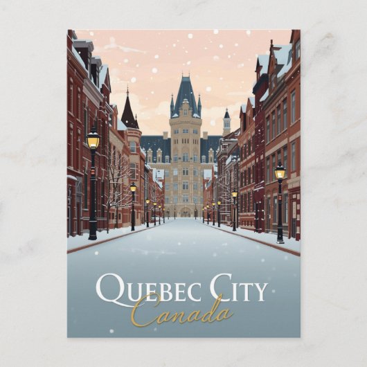 Winterstraatbeeld van Quebec City Briefkaart (Voorkant)