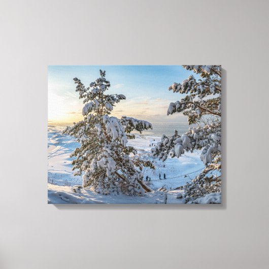 Winterstrand nabij de Oostzee Canvas Afdruk (Voorkant)