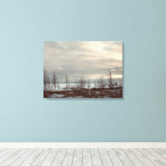 Winterstrand Scene Wall Art Canvas Afdruk (Insitu (Houten vloer))