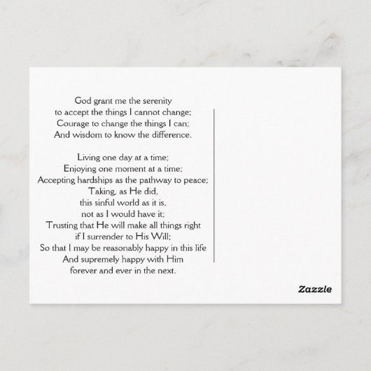 winterstructuur Serenity Prayer Briefkaart (Achterkant)