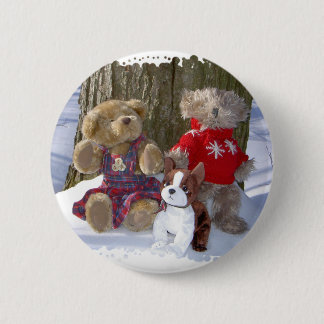 Winterstudies met jongen ronde button 5,7 cm
