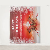 Wintersurprise cadeau doos sneeuwvlokken rood wit wandkleed (Voorkant)