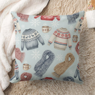 Wintersweaters en sjaals in waterverf – Cozy Kussen