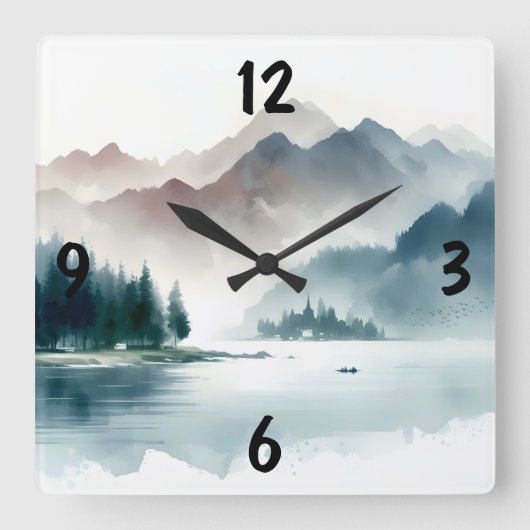  wintertafereel vierkante klok (Voorkant)