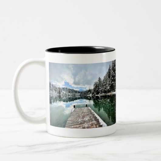 Wintertag am Crestasee Tweekleurige Koffiemok (Links)
