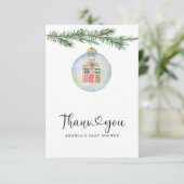 Wintertak - baby shower dank u bedankkaart (Staand voorkant)