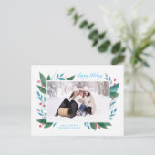 Wintertak en bessen foto vakantie ansichtkaart feestdagenkaart (Staand voorkant)