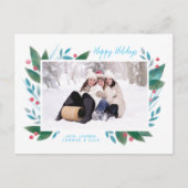 Wintertak en bessen foto vakantie ansichtkaart feestdagenkaart (Voorkant)