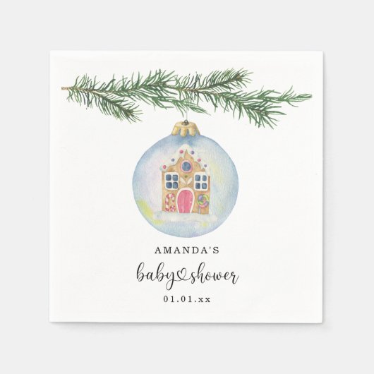 Wintertak met babyshower speelgoed servet (Voorkant)