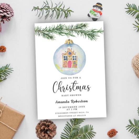 Wintertak met speelgoed-baby shower kaart