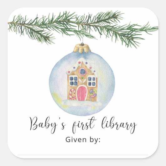 Wintertak met speelgoed - Baby's eerste bibliothee Vierkante Sticker (Voorkant)