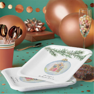 Wintertak met speelgoed babyshower papieren bordje