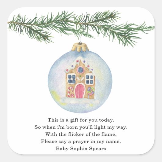 Wintertak met speelgoed - gebedskaars sticker (Voorkant)