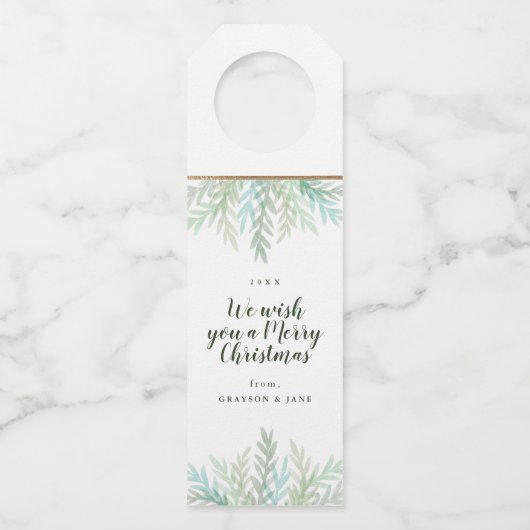 Wintertakken Moderne Waterverf Flessenhanger (Voorkant)