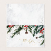 Wintertakken Rode bessen Sneeuwvlokken Dank u Visitekaartje (Buitenkant ongevouwen)