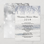 Wintertakken Sneeuw Kerst Diner Menu (Voorkant / Achterkant)