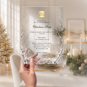 Wintertakken Sneeuw Zakelijk Logo Kerstfeest Acryl Uitnodigingen