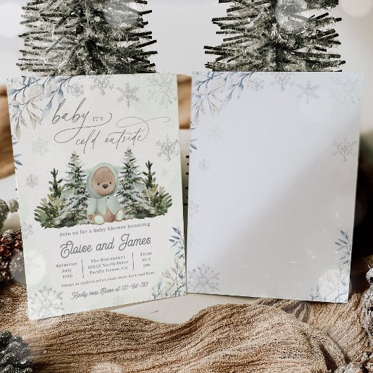 Winterteddybeer Genderneutraal Baby shower Kaart