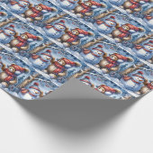 Winterteddybeer met sneeuwpop cadeaupapier (Hoek)