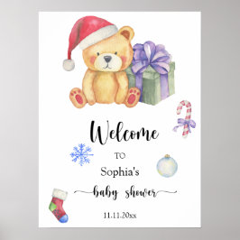Winterteddybeer - Welkom baby shower Poster