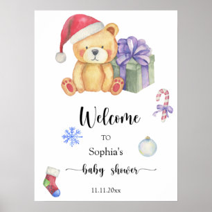 Winterteddybeer - Welkom baby shower Poster