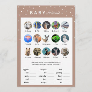 Winterthema Baby shower Spel — Baby-dieren Programmakaart