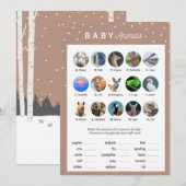 Winterthema Baby shower Spel — Baby-dieren Programmakaart (Voorkant / Achterkant)