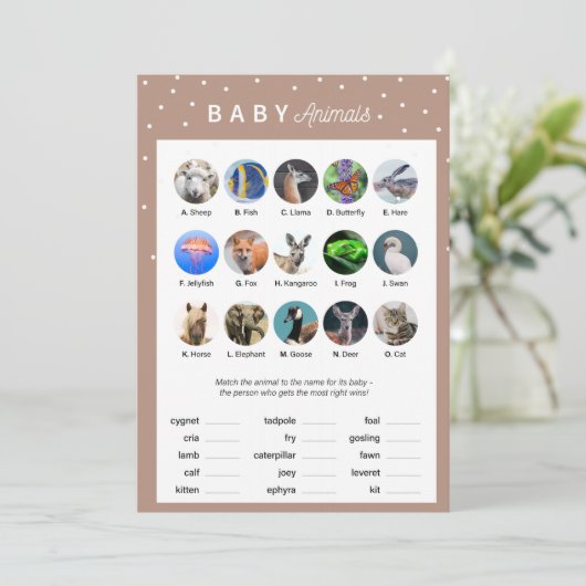 Winterthema Baby shower Spel — Baby-dieren Programmakaart (Staand voorkant)