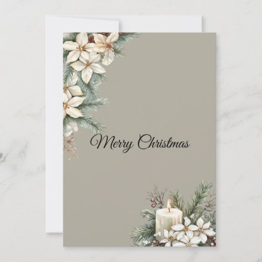 Winterthema beige feestdagenkaart (Voorkant)